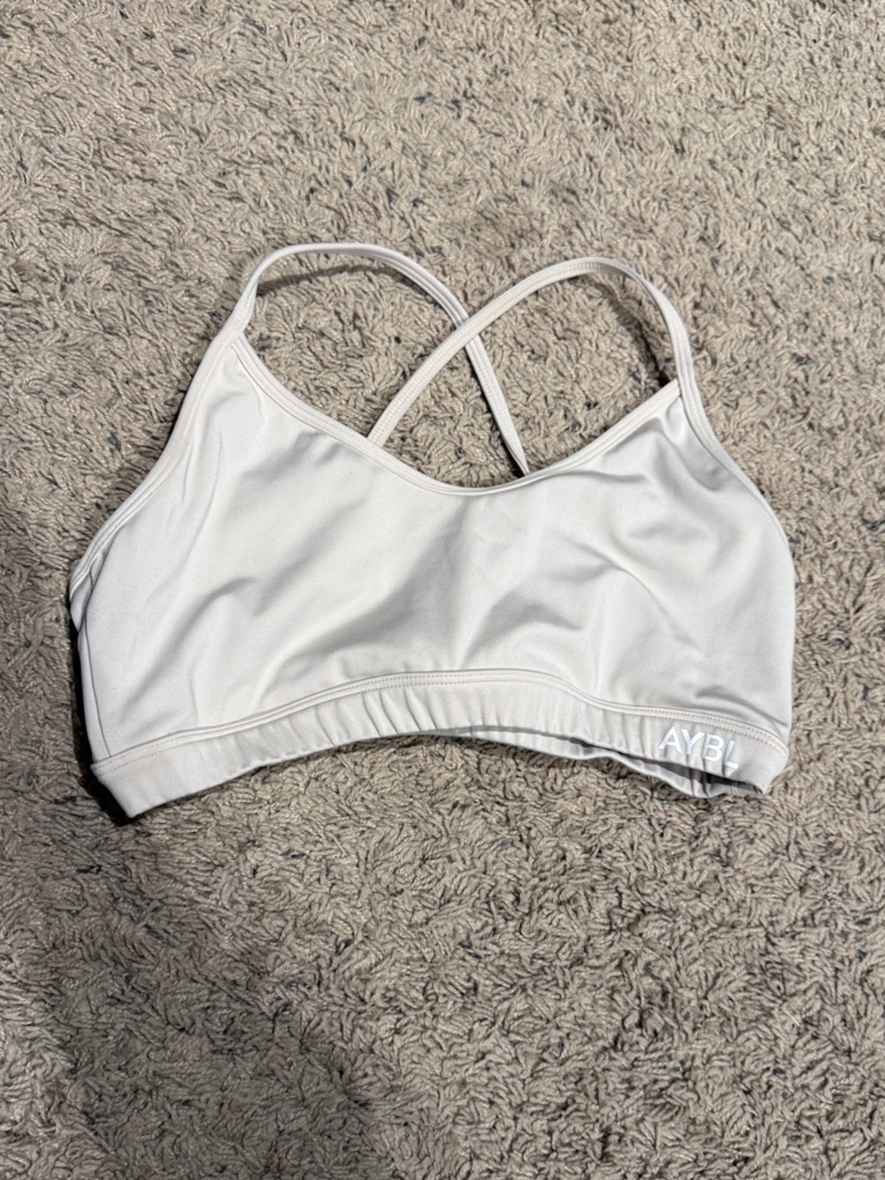 AYBL Cream Strappy Cross-Back Sports Bralette